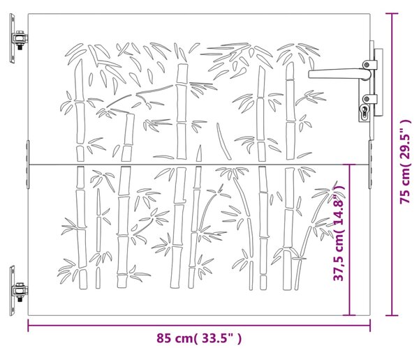 VidaXL Πύλη Κήπου με Σχέδιο Μπαμπού 85 x 75 εκ. από Ατσάλι Corten