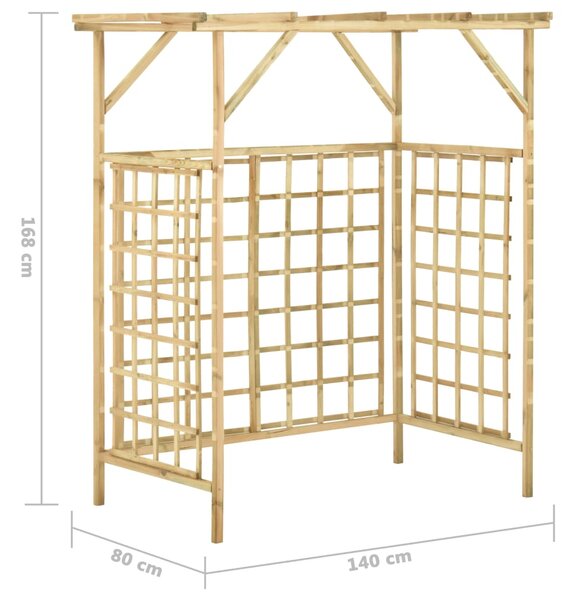 VidaXL Πέργκολα Κήπου για Δύο Κάδους Απορριμμάτων από Ξύλο Πεύκου