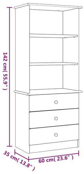 VidaXL Βιβλιοθήκη με Συρτάρια ALTA 60x35x142 εκ. Μασίφ Ξύλο Πεύκου