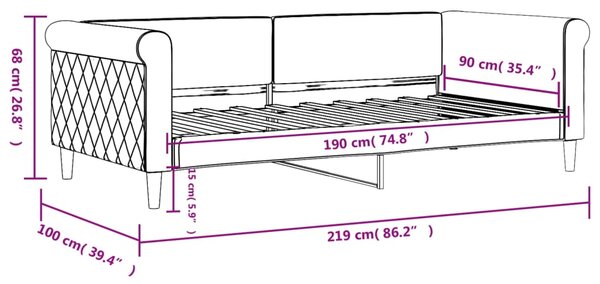 VidaXL Καναπές Κρεβάτι Μαύρος 90 x 190 εκ. Βελούδινος