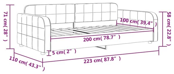 VidaXL Καναπές Κρεβάτι Ανοιχτό Γκρι 100 x 200 εκ. Βελούδινος