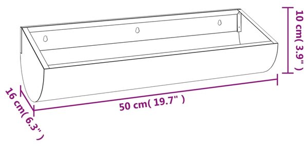 VidaXL Ζαρντινιέρα Επιτοίχια 50x16x10 εκ. Ατσάλι Σκληρυθέν στον Αέρα