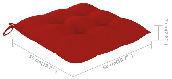 VidaXL Καρέκλες Κήπου 4 τεμ. από Μασίφ Ξύλο Teak με Κόκκινα Μαξιλάρια