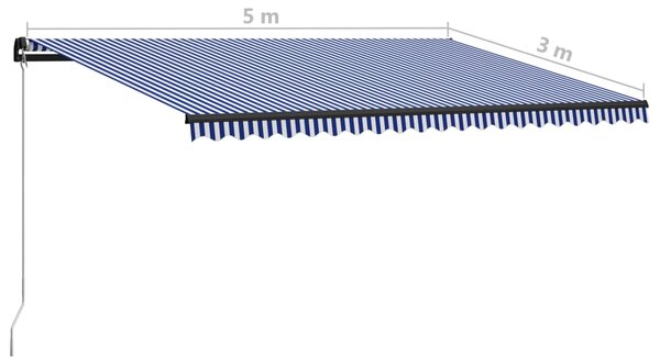 VidaXL Τέντα Συρόμενη Χειροκίνητη Μπλε / Λευκό 500 x 300 εκ