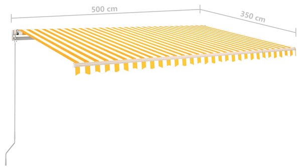 VidaXL Τέντα Συρόμενη Χειροκίνητη με LED Κίτρινο / Λευκό 5x3,5 μ