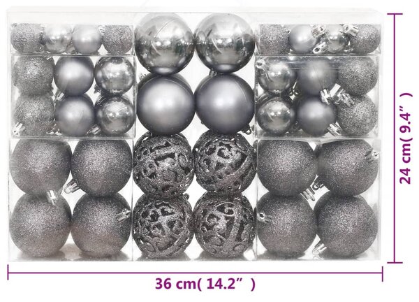 VidaXL Χριστουγεννιάτικες Μπάλες 100 τεμ. Γκρι 3 / 4 / 6 εκ