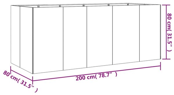 VidaXL Ζαρντινιέρα 200 x 80 x 80 εκ. από Ατσάλι Σκληρυθέν στον Αέρα