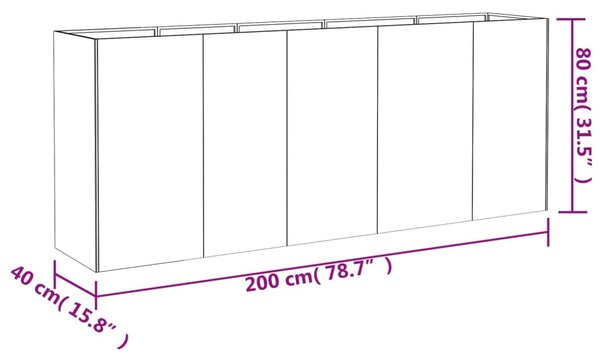 VidaXL Ζαρντινιέρα 200 x 40 x 80 εκ. από Ατσάλι Σκληρυθέν στον Αέρα