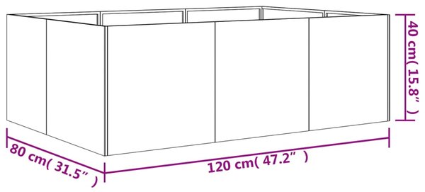 VidaXL Ζαρντινιέρα 120 x 80 x 40 εκ. από Ατσάλι Σκληρυθέν στον Αέρα