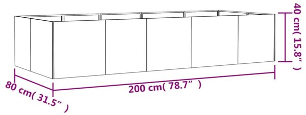 VidaXL Ζαρντινιέρα 200 x 80 x 40 εκ. από Ατσάλι Σκληρυθέν στον Αέρα