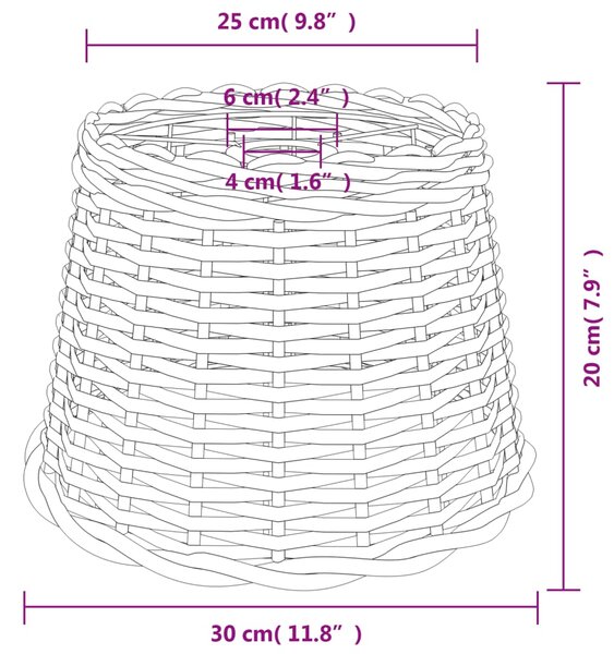 VidaXL Καπέλο Φωτιστικού Καφέ Ø30x20 εκ. από Wicker