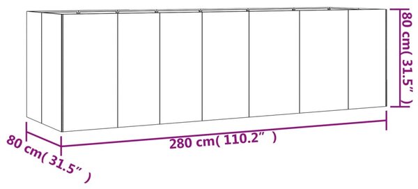 VidaXL Ζαρντινιέρα 280 x 80 x 80 εκ. από Ατσάλι Σκληρυθέν στον Αέρα