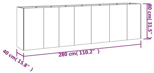 VidaXL Ζαρντινιέρα 280 x 40 x 80 εκ. από Ατσάλι Σκληρυθέν στον Αέρα