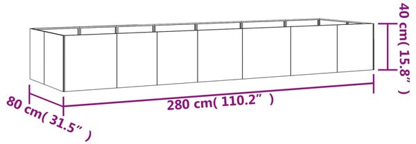 VidaXL Ζαρντινιέρα 280 x 80 x 40 εκ. από Ατσάλι Σκληρυθέν στον Αέρα