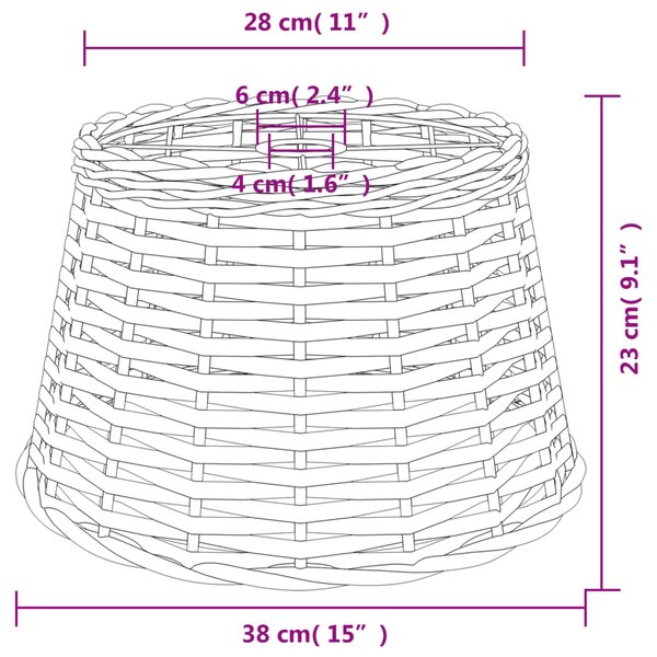 VidaXL Καπέλο Φωτιστικού Καφέ Ø38x23 εκ. από Wicker