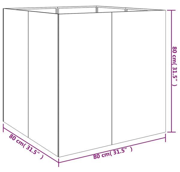 VidaXL Ζαρντινιέρα 80 x 80 x 80 εκ. από Ατσάλι Σκληρυθέν στον Αέρα