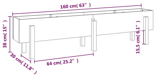 VidaXL Ζαρντινιέρα Υπερυψωμένη 160 x 30 x 38 εκ. από Μασίφ Ξύλο Πεύκου