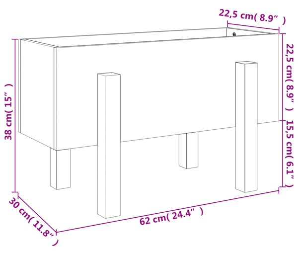 VidaXL Ζαρντινιέρα Μελί 62 x 30 x 38 εκ. από Μασίφ Ξύλο Πεύκου