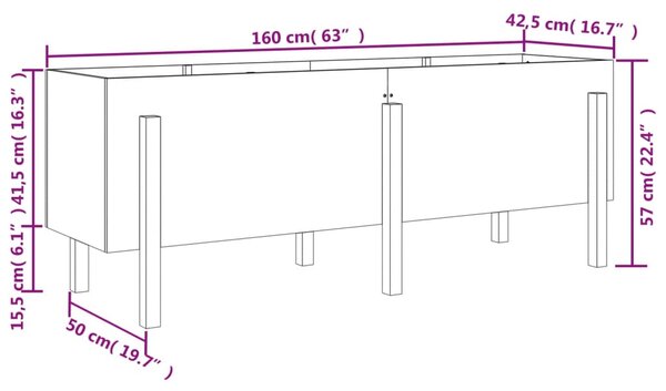 VidaXL Ζαρντινιέρα Υπερυψωμένη 160 x 50 x 57 εκ. από Μασίφ Ξύλο Πεύκου