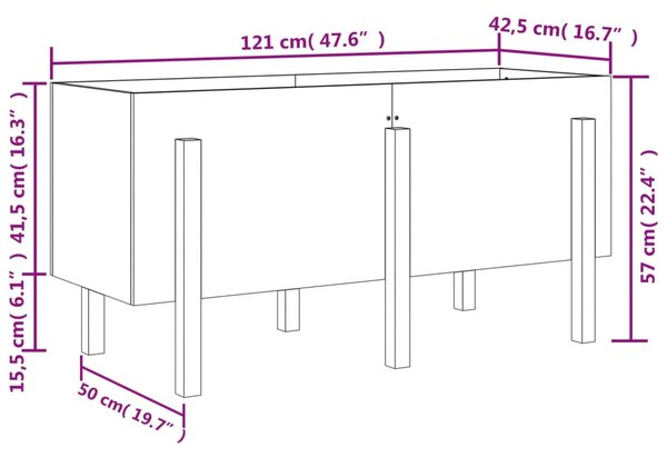 VidaXL Ζαρντινιέρα Υπερυψωμένη 121 x 50 x 57 εκ. από Μασίφ Ξύλο Πεύκου