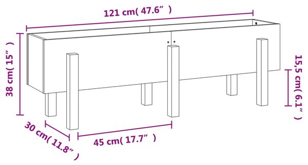 VidaXL Ζαρντινιέρα Υπερυψωμένη 121 x 30 x 38 εκ. από Μασίφ Ξύλο Πεύκου