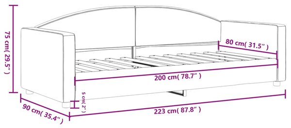 VidaXL Καναπές Κρεβάτι Μαύρος 80 x 200 εκ. Υφασμάτινος