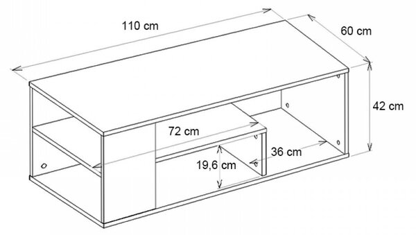 Τραπεζάκι σαλονιού Abdera Megapap χρώμα καρυδί 110x60x42εκ