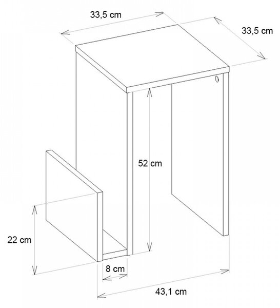 Τραπεζάκι βοηθητικό Regnar Megapap χρώμα sapphire oak 43,1x33,5x52εκ