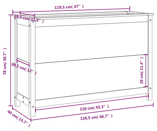 VidaXL Ζαρντινιέρα Υπερυψωμένη Μελί 119,5x40x78 εκ. από Μασίφ Πεύκο