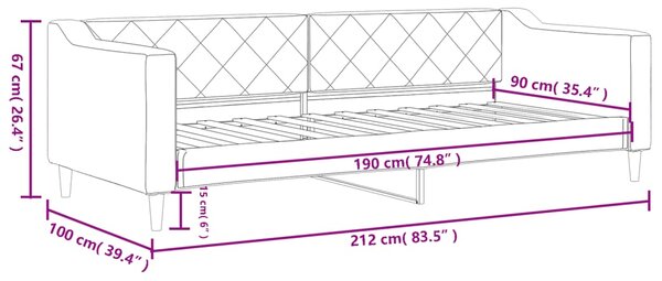 VidaXL Καναπές Κρεβάτι Μαύρος 90 x 190 εκ. Υφασμάτινος