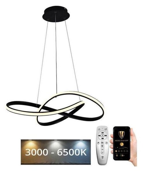 Brilagi - Led Dimmable κρεμαστό φωτιστικό οροφής COSMOWAVE LED/70W/230V μαύρο + RC