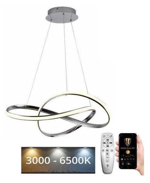 Brilagi - Led Dimmable κρεμαστό φωτιστικό οροφής COSMOWAVE LED/70W/230V χρώμιο + RC