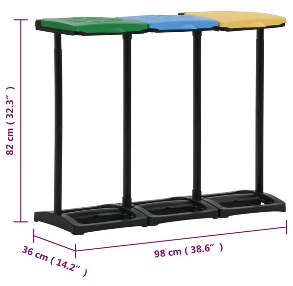 VidaXL Βάση Σακούλας Απορριμμάτων & Καπάκι 240-330 Λίτρα Πολύχρωμη