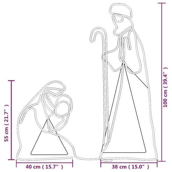 VidaXL Φιγούρες Μαρία/Ιωσήφ Χριστουγεννιάτικες 264 LED 40x55&38x100 εκ