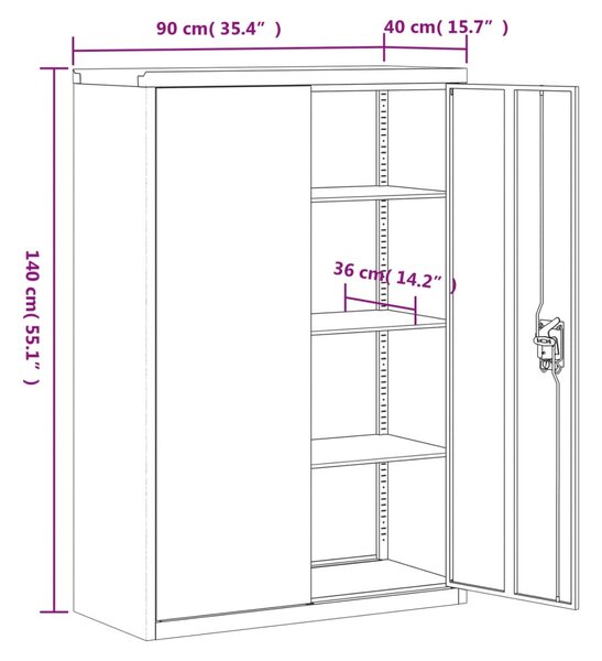 VidaXL Αρχειοθήκη Μαύρη 90 x 40 x 140 εκ. Ατσάλινη