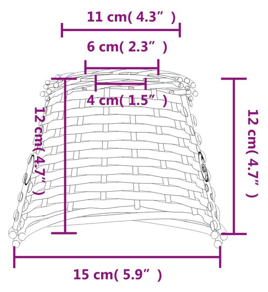 VidaXL Καπέλο Φωτιστικού Οροφής Λευκό Ø15x12 εκ. από Wicker