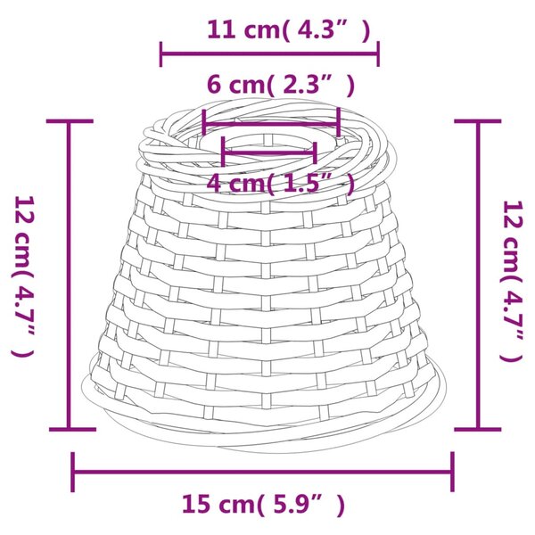 VidaXL Καπέλο Φωτιστικού Καφέ Ø15x12 εκ. από Wicker