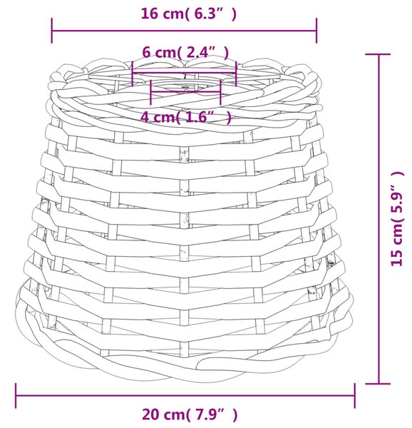 VidaXL Καπέλο Φωτιστικού Οροφής Καφέ Ø20x15 εκ. από Wicker