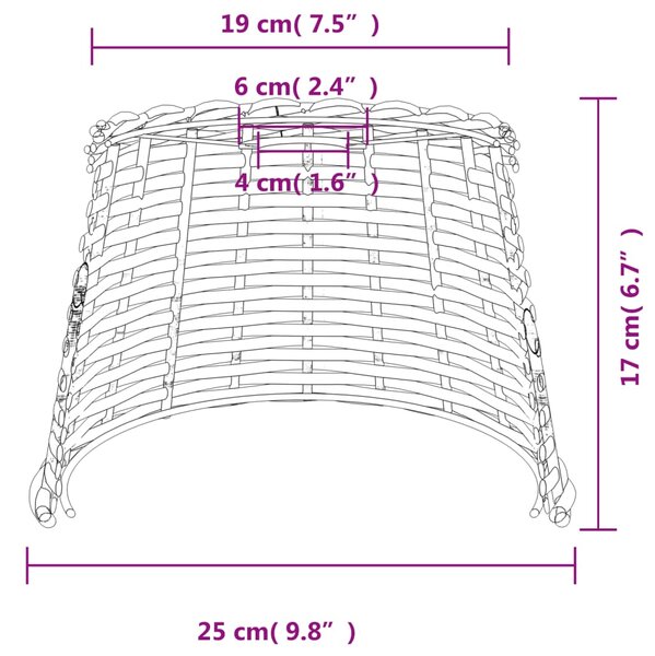 VidaXL Καπέλο Φωτιστικού Οροφής Λευκό Ø25x17 εκ. από Wicker