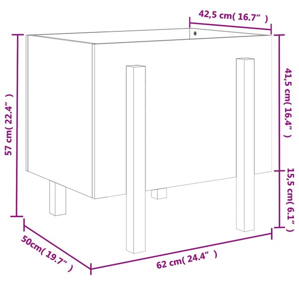 VidaXL Ζαρντινιέρα Μαύρη 62x50x57 εκ. από Μασίφ Ξύλο Πεύκου