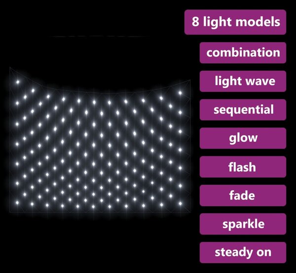 VidaXL Χριστουγ. Φωτάκια Δίχτυ Ψυχρό Λευκό Εσ./Εξ. Χώρου 3x2μ. 204 LED