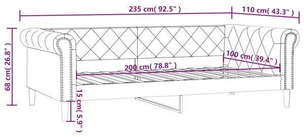 VidaXL Καναπές Κρεβάτι Καπουτσίνο 100 x 200 εκ. από Συνθετικό Δέρμα