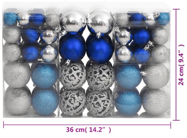 VidaXL Χριστουγεννιάτικες Μπάλες 100 τεμ. Μπλε και Ασημί 3/4/6 εκ