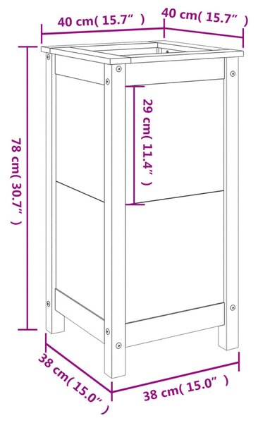 VidaXL Ζαρντινιέρα Γκρι 40 x 40 x 78 εκ. από Μασίφ Ξύλο Πεύκου