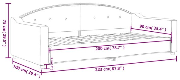 VidaXL Καναπές Κρεβάτι Μαύρος 90 x 200 εκ. Υφασμάτινος