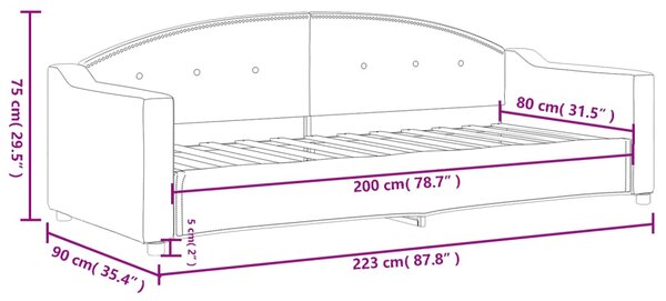 VidaXL Καναπές Κρεβάτι Μαύρος 80 x 200 εκ. Υφασμάτινος