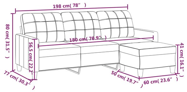 VidaXL Καναπές Τριθέσιος Κρεμ 180 εκ. από Συνθετικό Δέρμα με Υποπόδιο