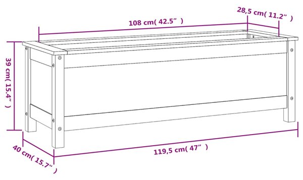 VidaXL Ζαρντινιέρα Υπερυψωμένη 119,5x40x39 εκ. από Μασίφ Ξύλο Πεύκου