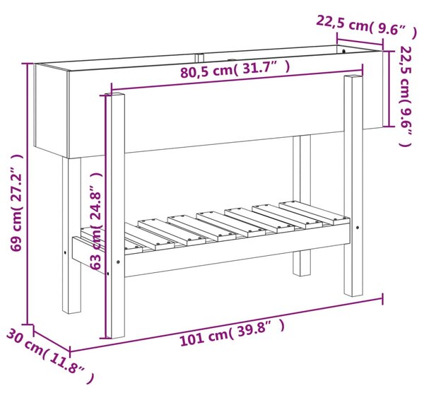 VidaXL Ζαρντινιέρα Υπερυψωμένη 101x30x69 εκ. Μασίφ Ξύλο Ψευδοτσούγκας