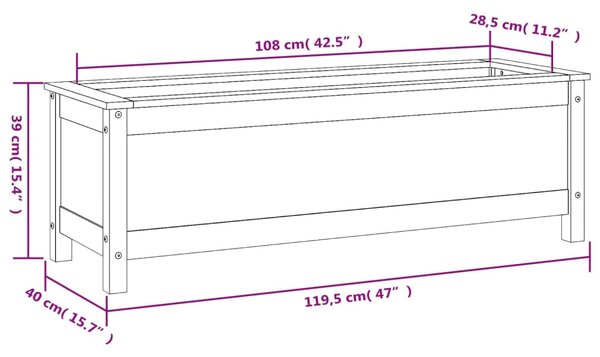 VidaXL Ζαρντινιέρα Υπερυψωμένη 119,5x40x39 εκ. από Μασίφ Ξύλο Πεύκου